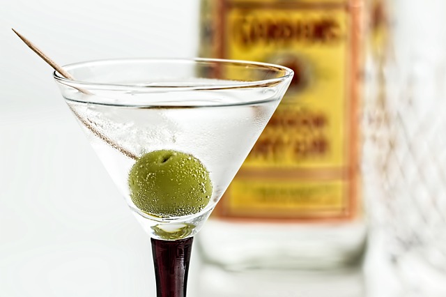 koktejl – martini + gin + oliva